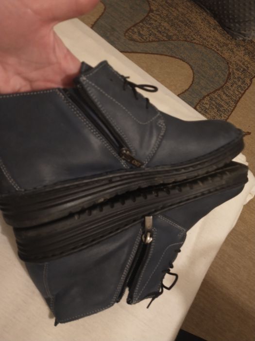 botki damskie skórzane 26 cm,granat