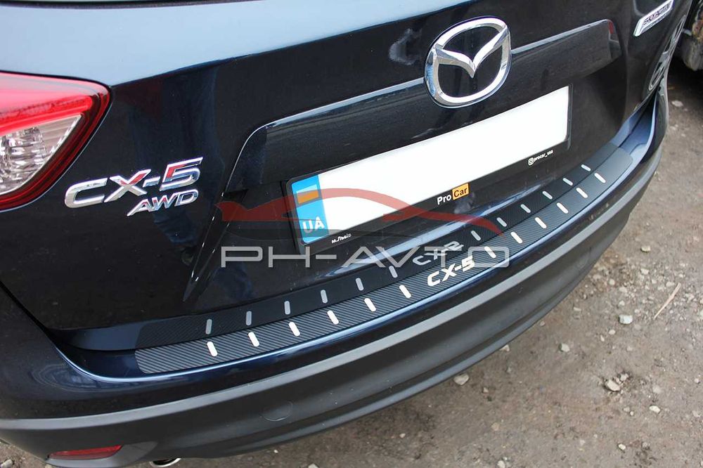 Накладка на бампер Mazda CX-5 CX5 2013-2017 2018+ Нержавійка + Карбон