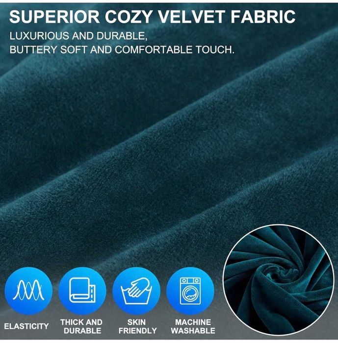 Aksamitny Pokrowiec na Sofę 3-4-osobową Ciemnozielony