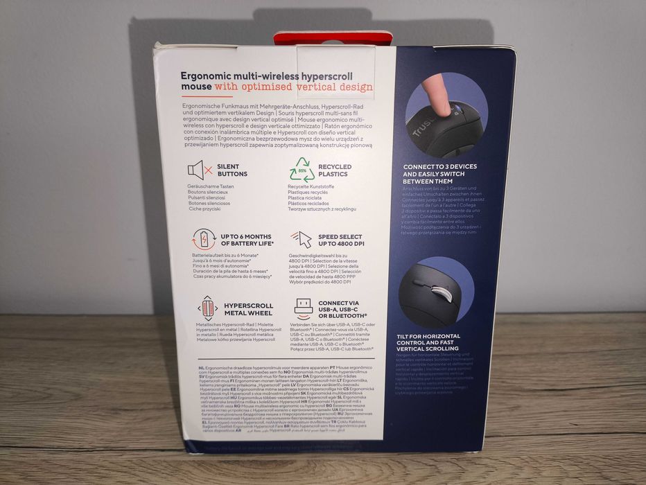myszka bezprzewodowa ergonomiczna Trust Vyran ergonomic