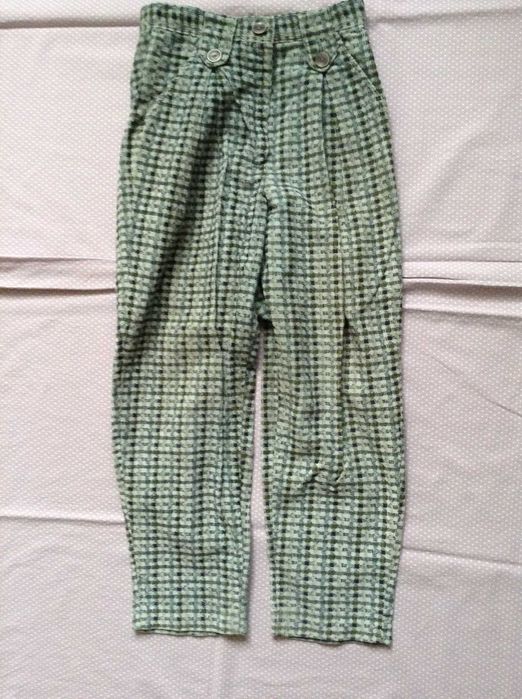 Штаны девичьи вельветовые в клеточку, брюки, размер 134
