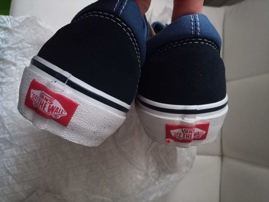 Vans old skool 36,5 navy elementy skórzane nowe Vansy granatowe