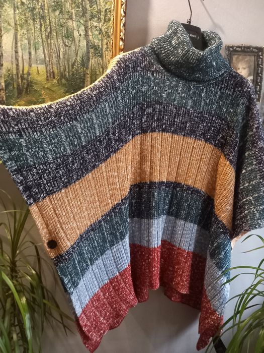 Пончо з бавовни колорблок