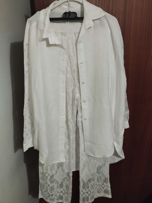 Conjunto pantalona+ camiseiro rendado novo