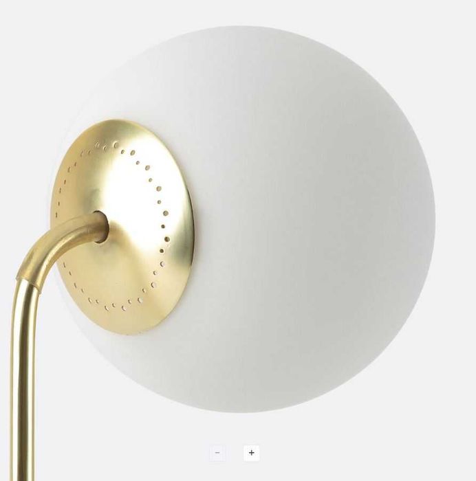 Candeeiro de Mesa LaRedoute - Dourado e Vidro Opalino - Casquilho E14