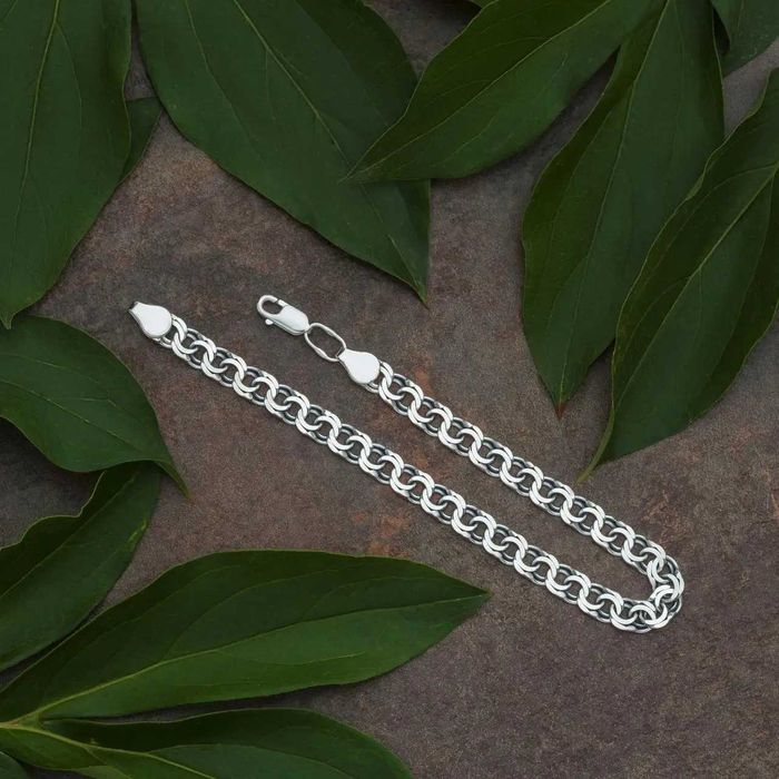 Срібний чоловічий браслет типу Бісмарк 18 см