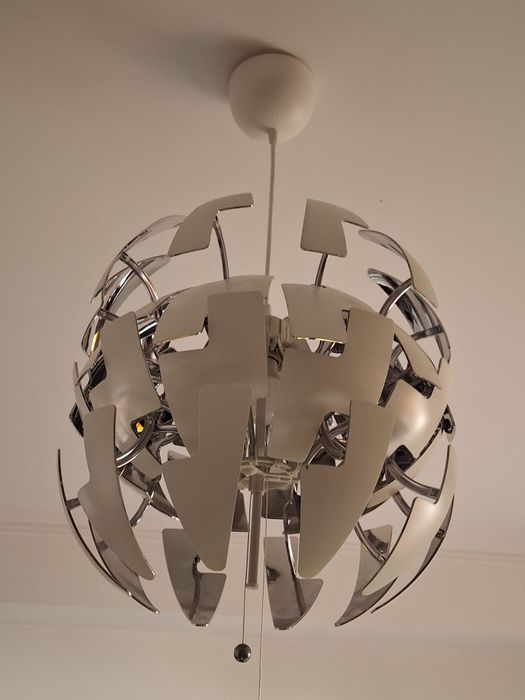 Candeeiro suspenso IKEA explosão, branco/prateado, 35 cm