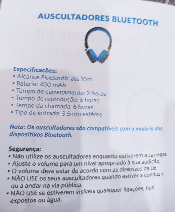 Auscultadores bluetooth -  Novos