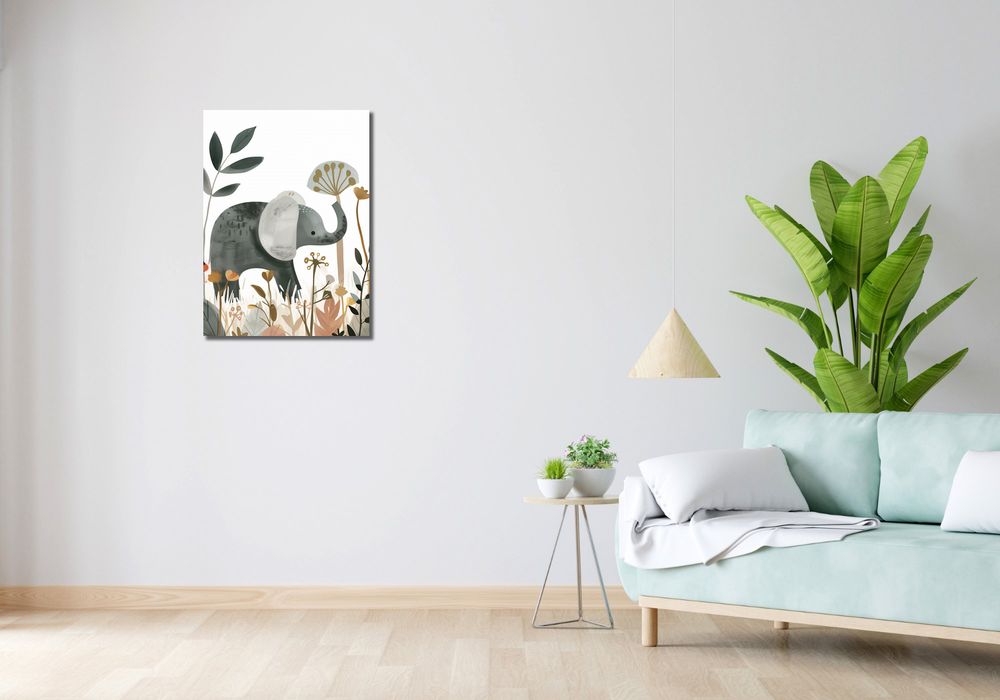 Obraz 50x70cm Delikatny Słoń w Ogródku