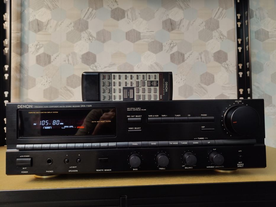 Amplituner Denon DRA-735R piękny stan, pilot