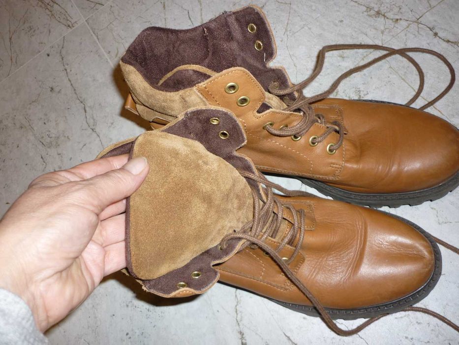 Anna Field skórzane trzewiki piękny karmel