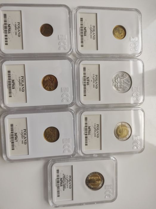 Lot monet w graidingu GCN 7szt