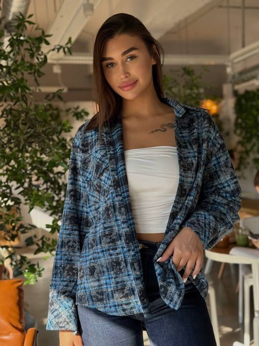 Стильна фланелева сорочка оверсайз