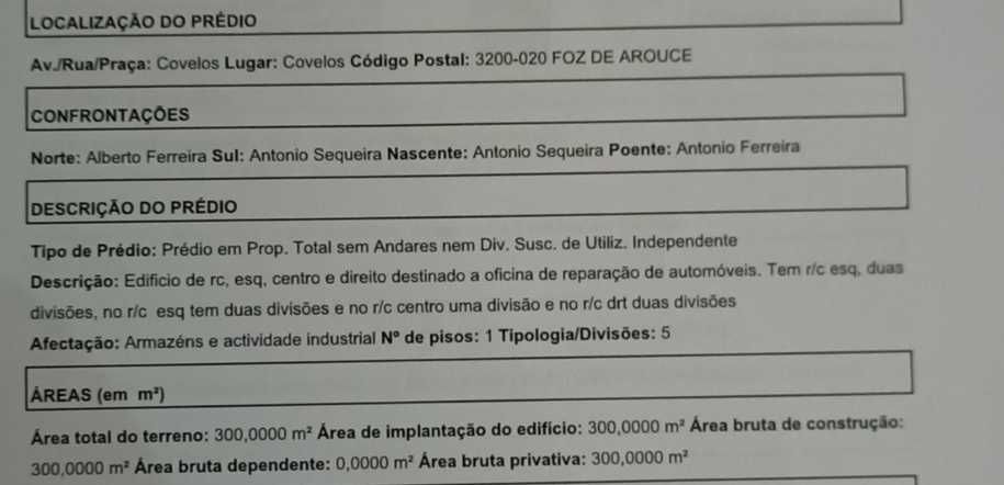 Oficina com terreno em Covelos-Lousã