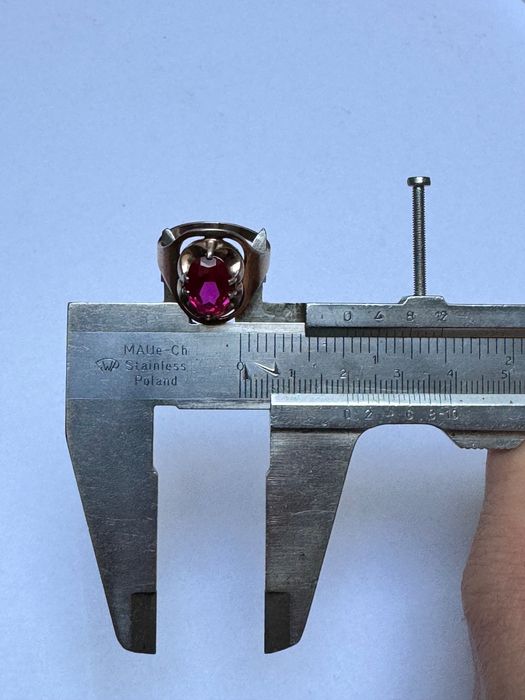 Pierścionek srebrny, gwiazda pozłacana próba 875. ZSRR