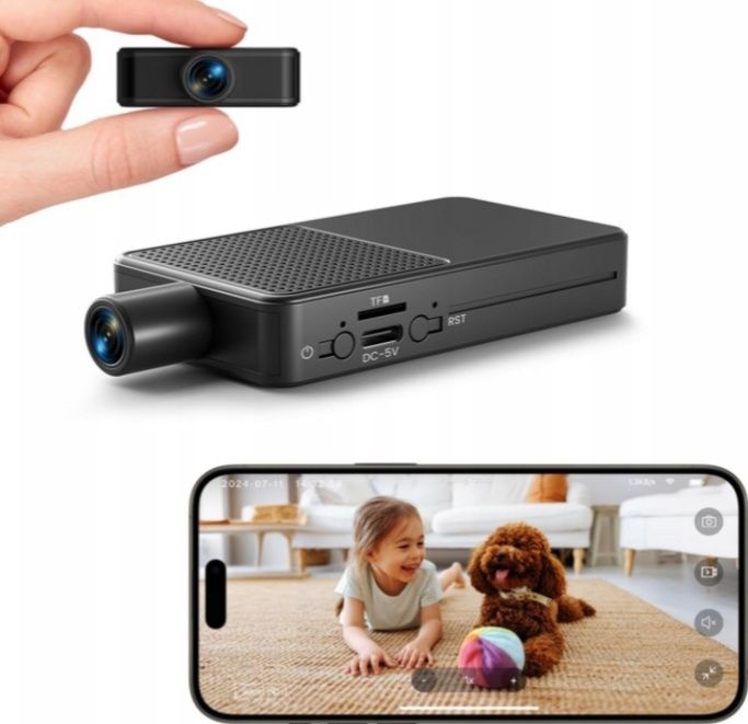 Kamera mini HD WiFi – bezprzewodowy monitoring domu, MicroSD