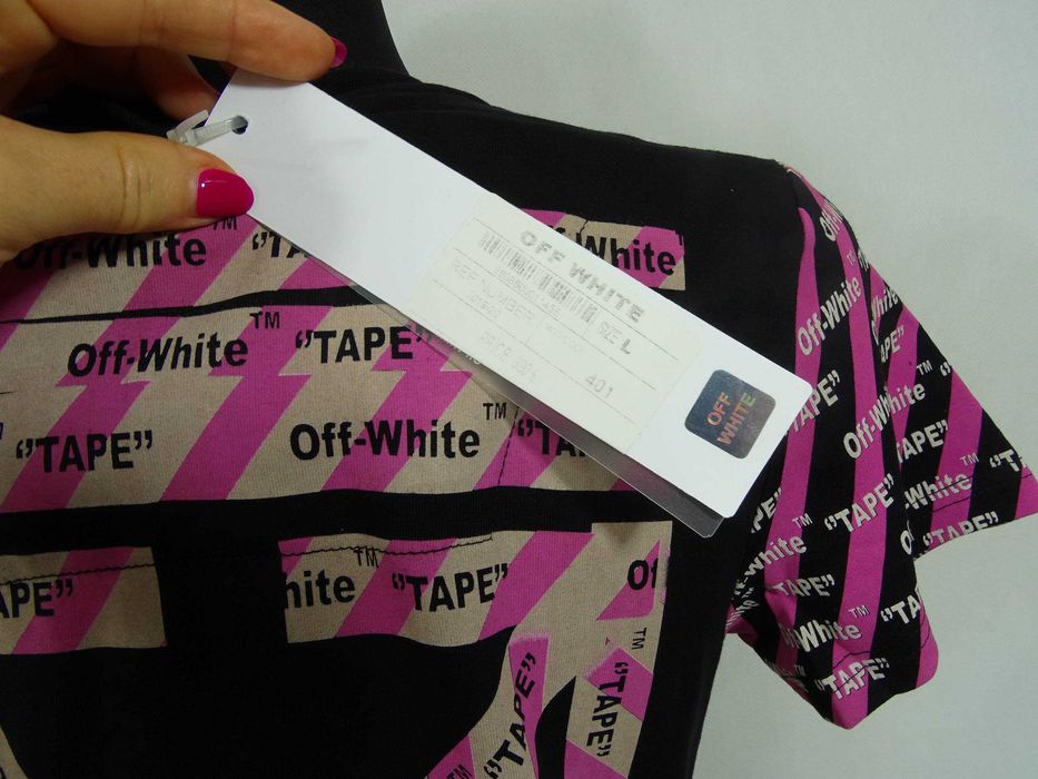 Damski t-shirt OFF WHITE cyrkonie rozm. L
