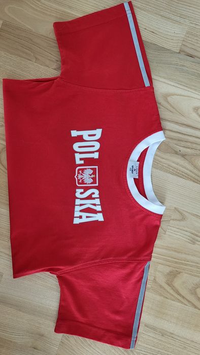 Koszulka dzicięcą  bawełniana Polska (czerwona) rozmiar 146