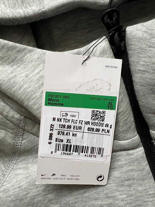 ОРИГІНАЛ! Кофта Nike Tech Fleece Fz Wr Grey S M L XL XXL | FB7921-063
