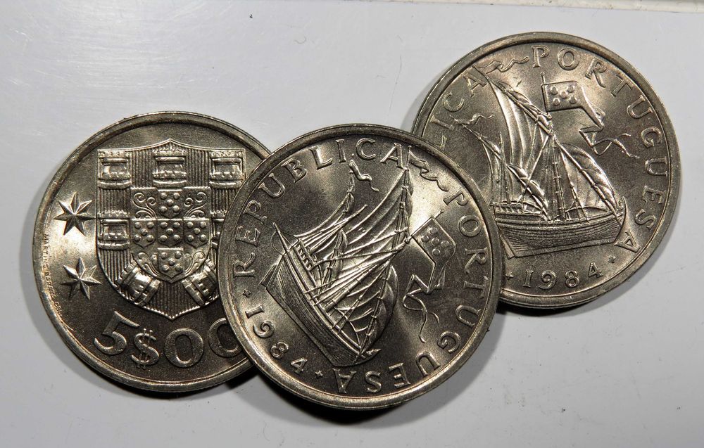 Moedas Republica - 5$ 1975, 76 77 79 80 81 82 83 84 85 e 1986 - NOVAS DE ROLO - Só 1€ cada
