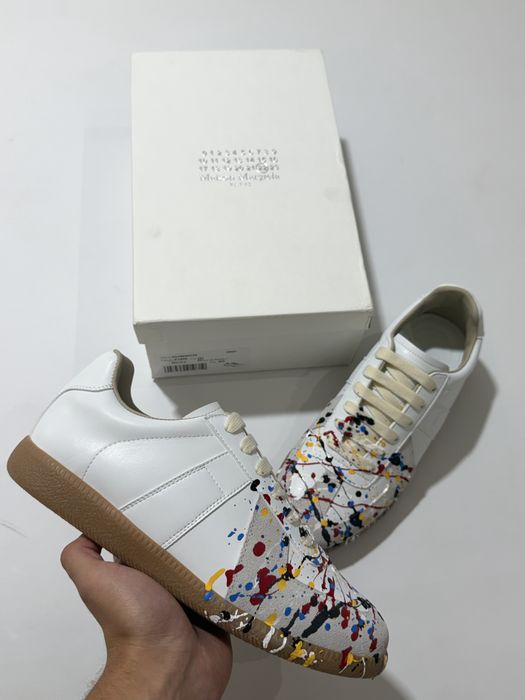 кроссовки Maison Margiela Replica Gats Paint White Sneakers