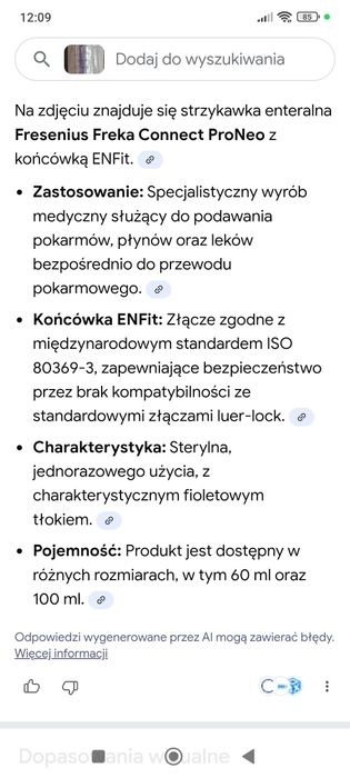Żywienie dojelitowe Strzykawka enteralna do żywienia dojelitowego Frek