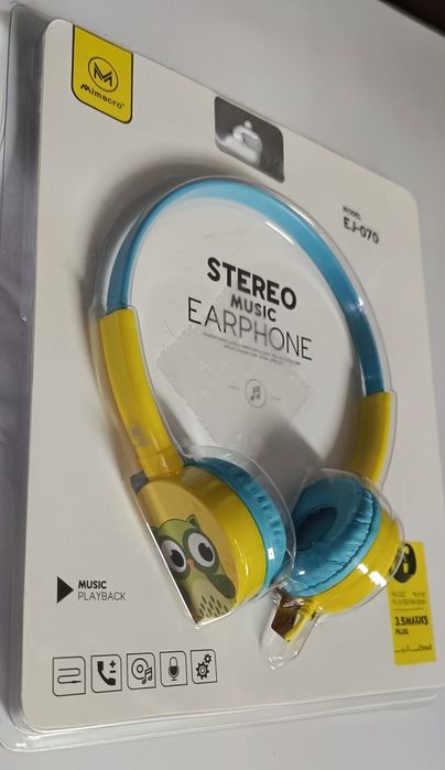 Auriculares infantis seguros com limitador de volume