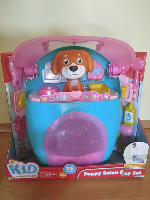 Puppy Salon. Pies z akcesoriami i domkiem.