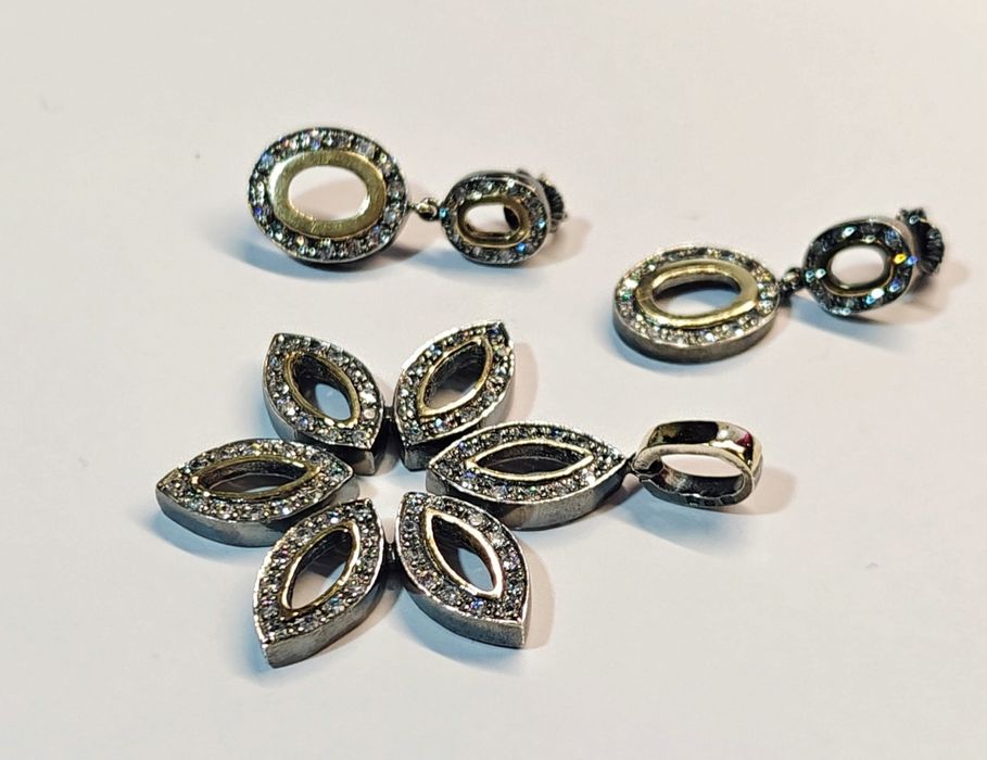 Brincos e medalha prata e ouro