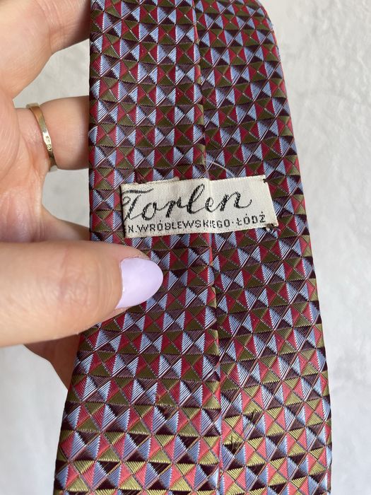 Krawat w elegancki wzór bordowy granatowy elegant tie Torlen Łódź