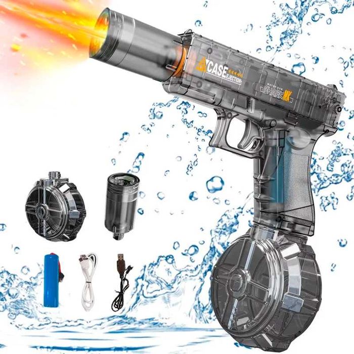 водный пистолет water gun на аккумуляторе звук эффект пламя из глушака