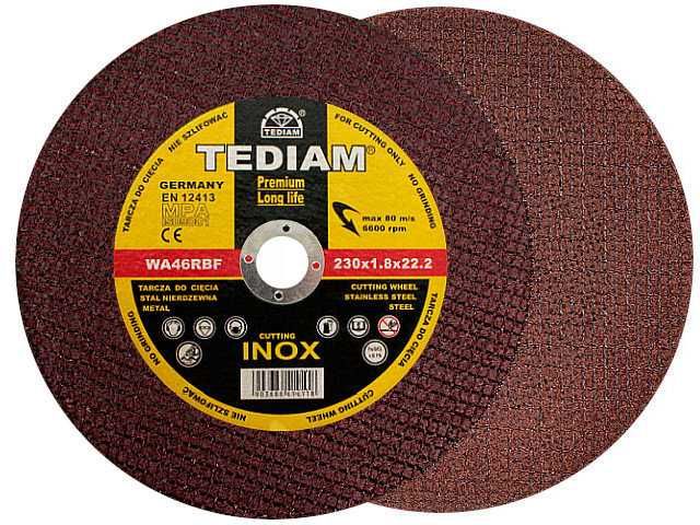 Tarcza tarcze do cięcia metalu INOX 230x1.8 TEDIAM PREMIUM 230 x 1,8
