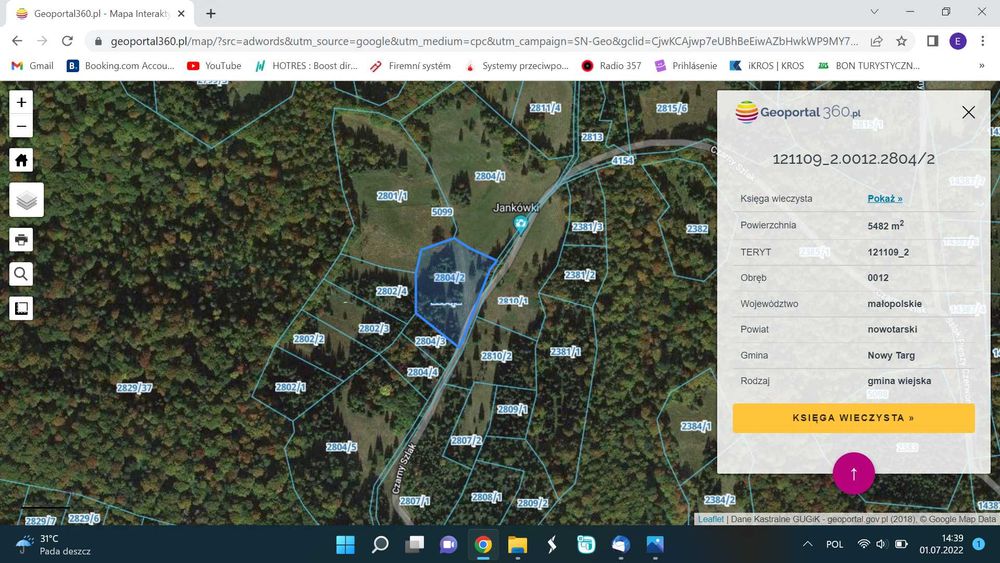 Działka w Gorcach -polana z lasem