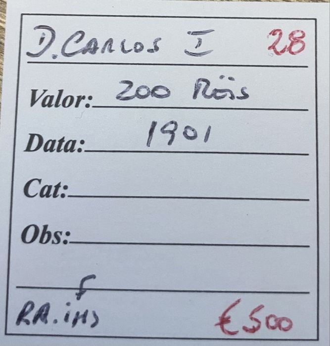 Moeda  28 - 200 Reis D CARLOS 1901