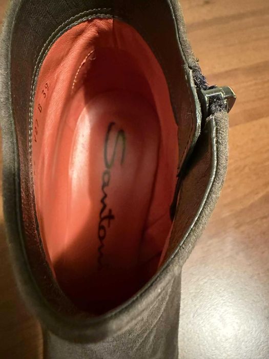 Ботильйони Santoni Італія оригінал 39 оливковий замша у стані нових
