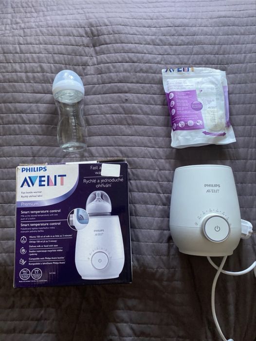 Комплект Philips Avent: підігрівач молока + пляшечка + пакети