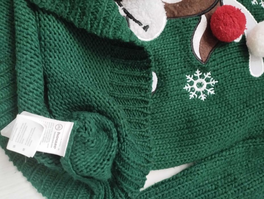 House świąteczny sweter z reniferem XS zielony