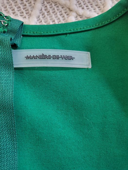 Бомбезный брендовый зелёный бандажный комбинезон Maniere de Voir р. S-