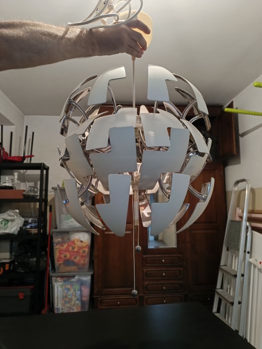 Candeeiro suspenso, branco/prateado, 35 cm