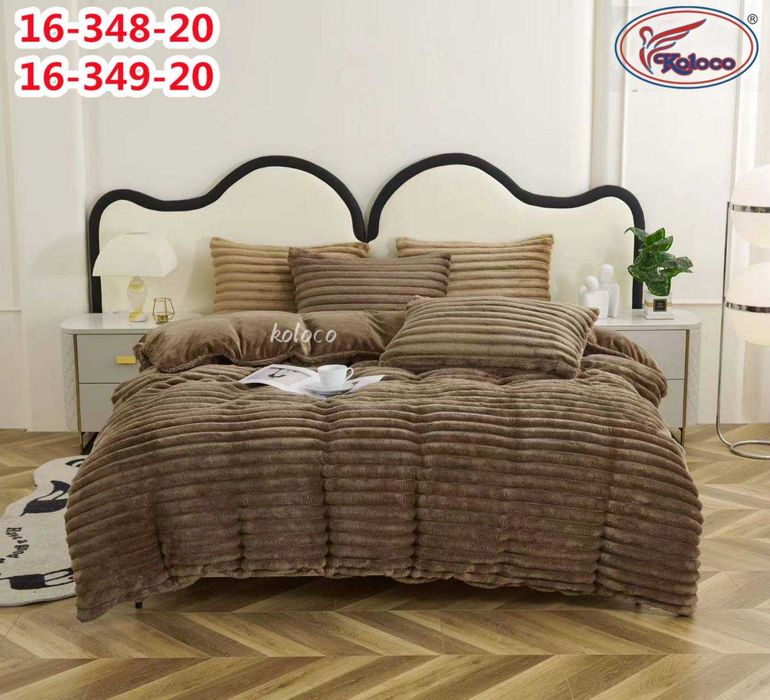 Постільна білизна Шарпей ВЕЛЮРОВА Koloco ПОЛУТОРНА Темно-коричнева