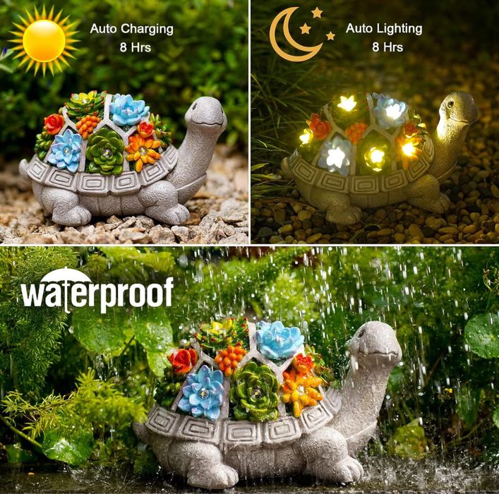 Solarne figurki ogrodowe, żółw