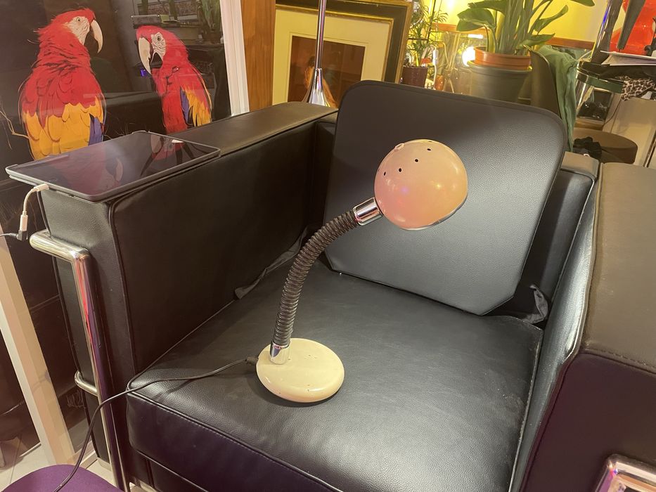 Vintage Italian Table Lamp Veneta Lumi 70s Beige Candeeiro de Secretaria / Mesa Space Age