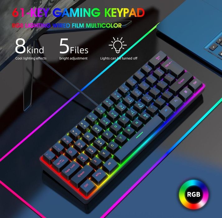 RGB Клавіатура Ігрова дротова Y-Fruitful K401 61 клавіша