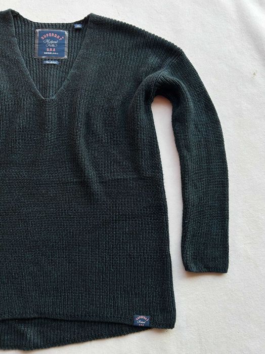 SuperDry _ Granatowy luźny sweter w serek M