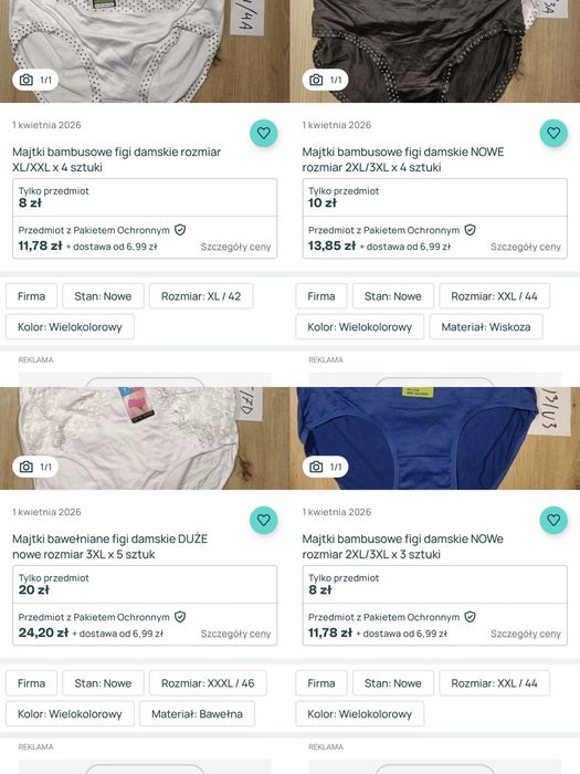 Majtki damskie  124 szt bokserki meskie 11 szt stringi 46 szt