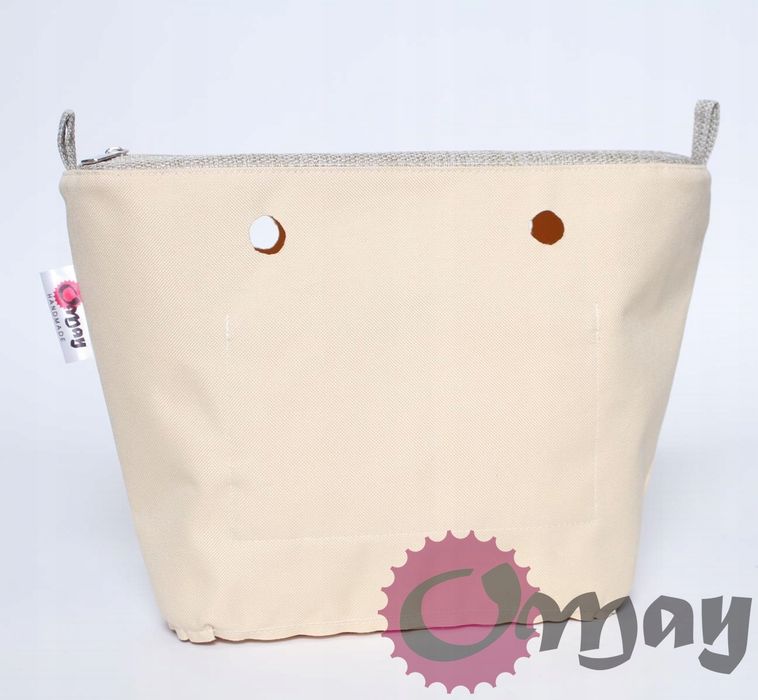 Beżowy organizer OBAG MINI struktura pleciona hummus 2 kieszenie OMAY
