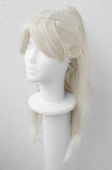 Barbie blond peruka z grzywką kitką cosplay wig długa przebranie