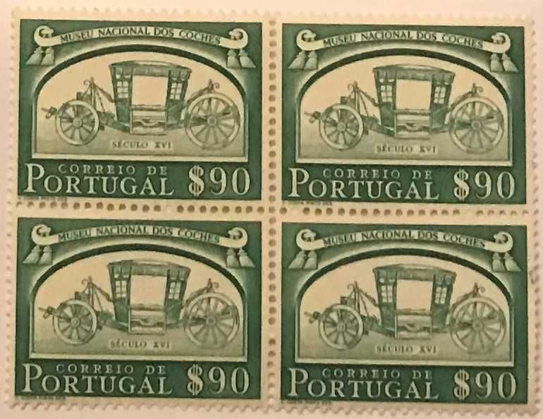 Quadra de selos novos de $90 - Museu Nacional dos Coches - 1952