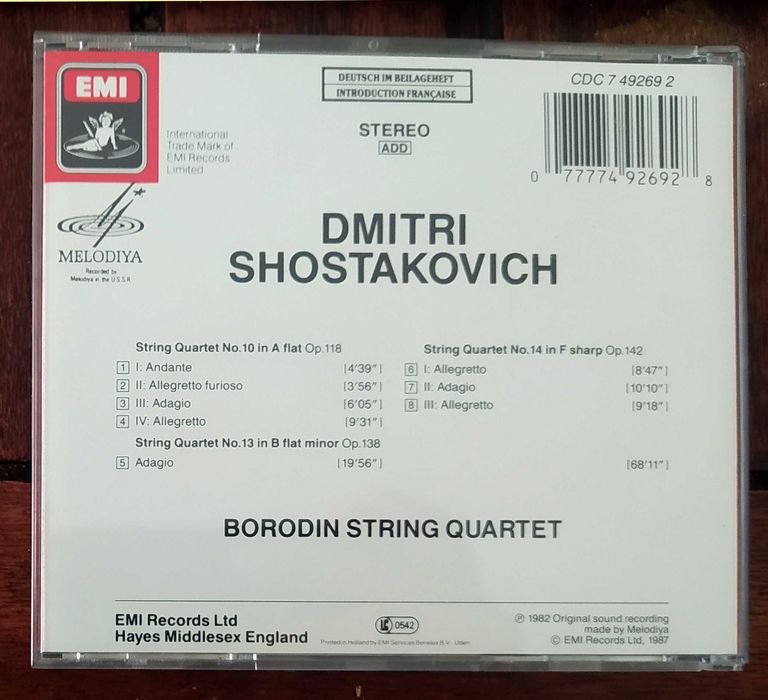 Shostakovich: String Quartets 10, 13 & 14 (Borodin Quartet) EMI CD
