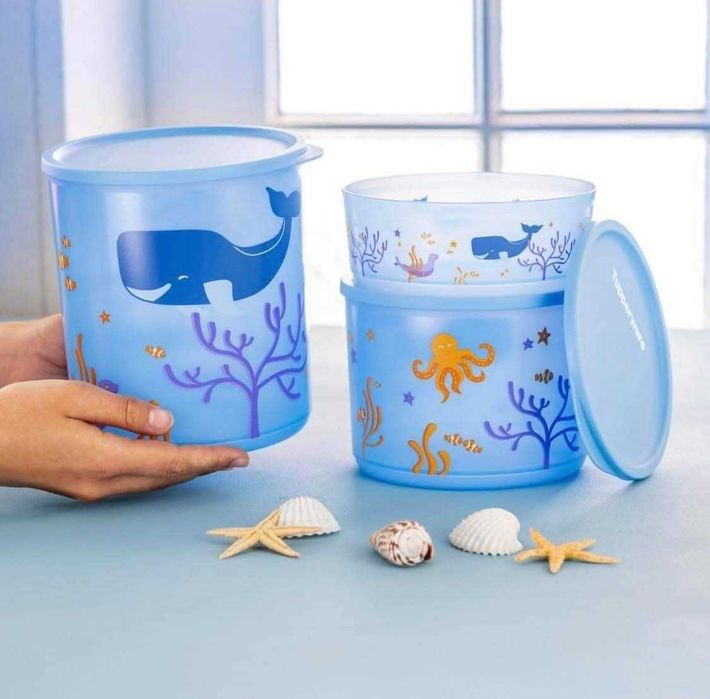 Conjunto 3 Cubix Eco+ Oceano Tupperware Novo
